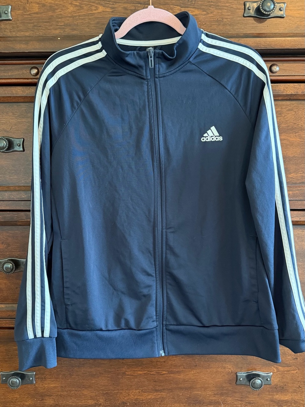 adidas Navy Blue Track Jacket with White Three Stripes